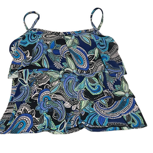 American Beach Tankini Women’s Blue Paisley Swim  Top 12
